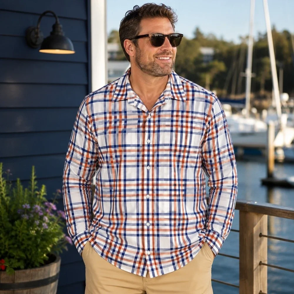 Banana Republic Men's Large Taylored Slim Fit Shirt Preppy Office Coastal Casual